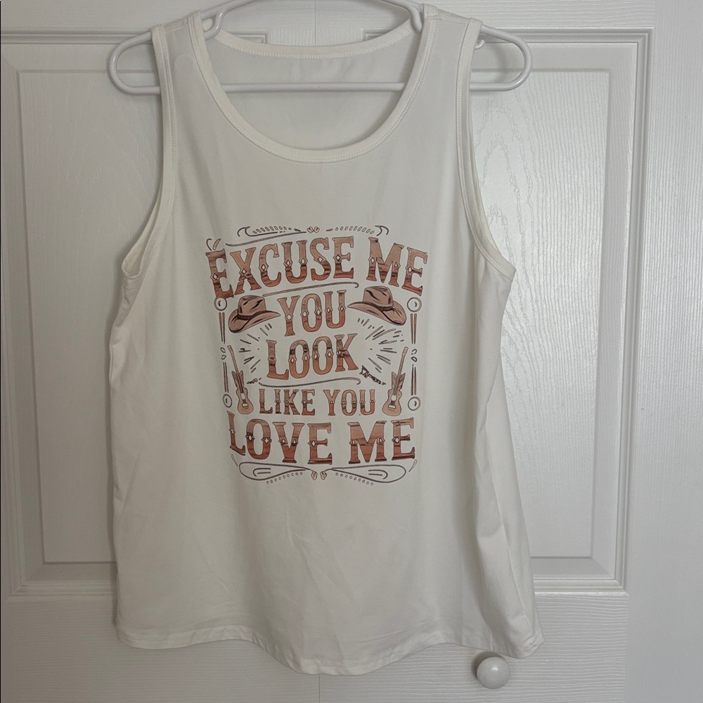 White Tank Top with Graphic Print - Picture 4 of 4